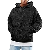 Runcati Mens Fuzzy Sherpa Pullover Hoodie Sweatshirts Long Sleeve Sport Front Pocket Military Fall Outwear Winter Hooded