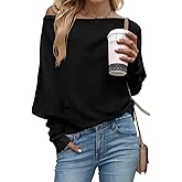 JOCAFIYE Womens Fall Winter Sweaters 2025 Casual Long Batwing Sleeve Loose Off Shoulder Knit Pullovers Jumper Tops