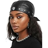 FurquGears Leather Doo Rag Adjustable Biker Hats Headwrap Cycling Bandana Skull Cap for Men & Women