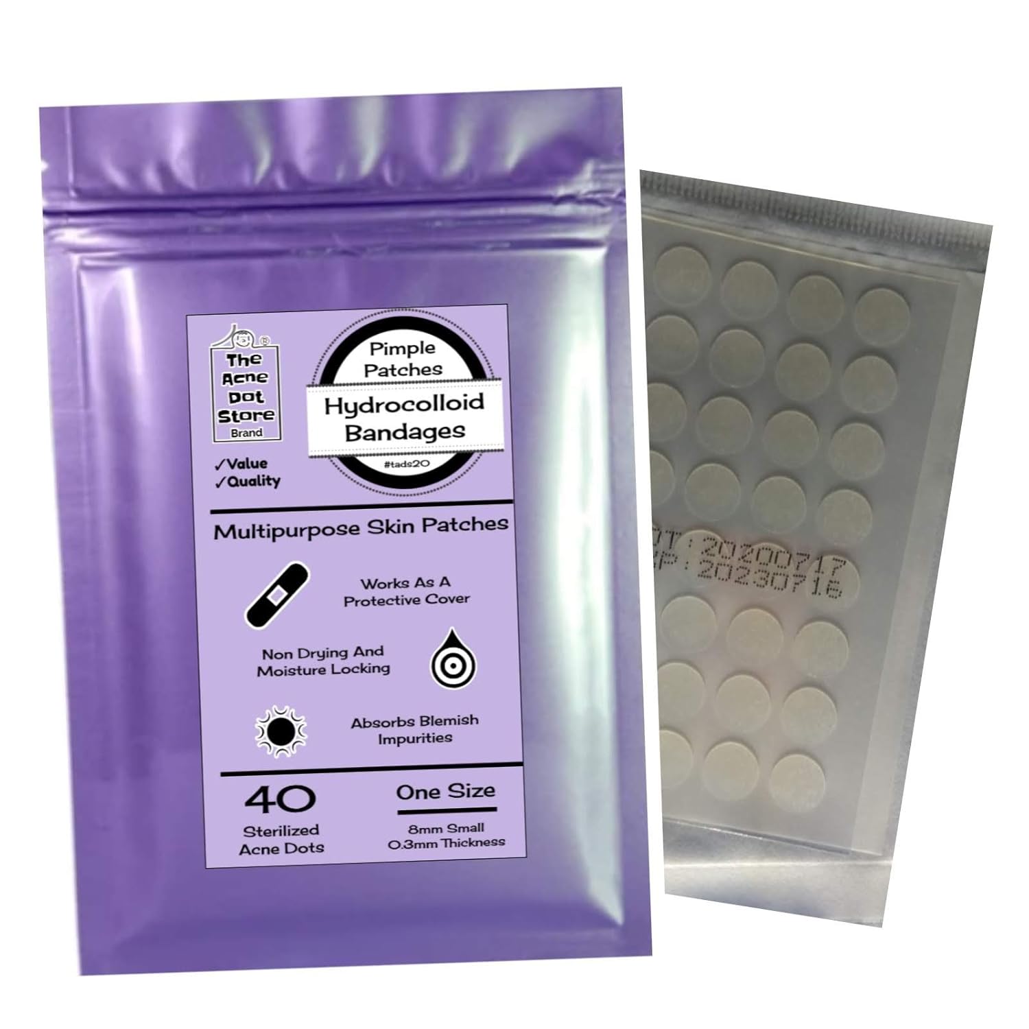 [40] Acne Dot Pimple Patches [8mm SMALL] Cystic Acne Patch