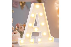 Pooqla LED Marquee Letter Lights Sign, Light Up Alphabet Letter for Home Party Wedding Decoration A