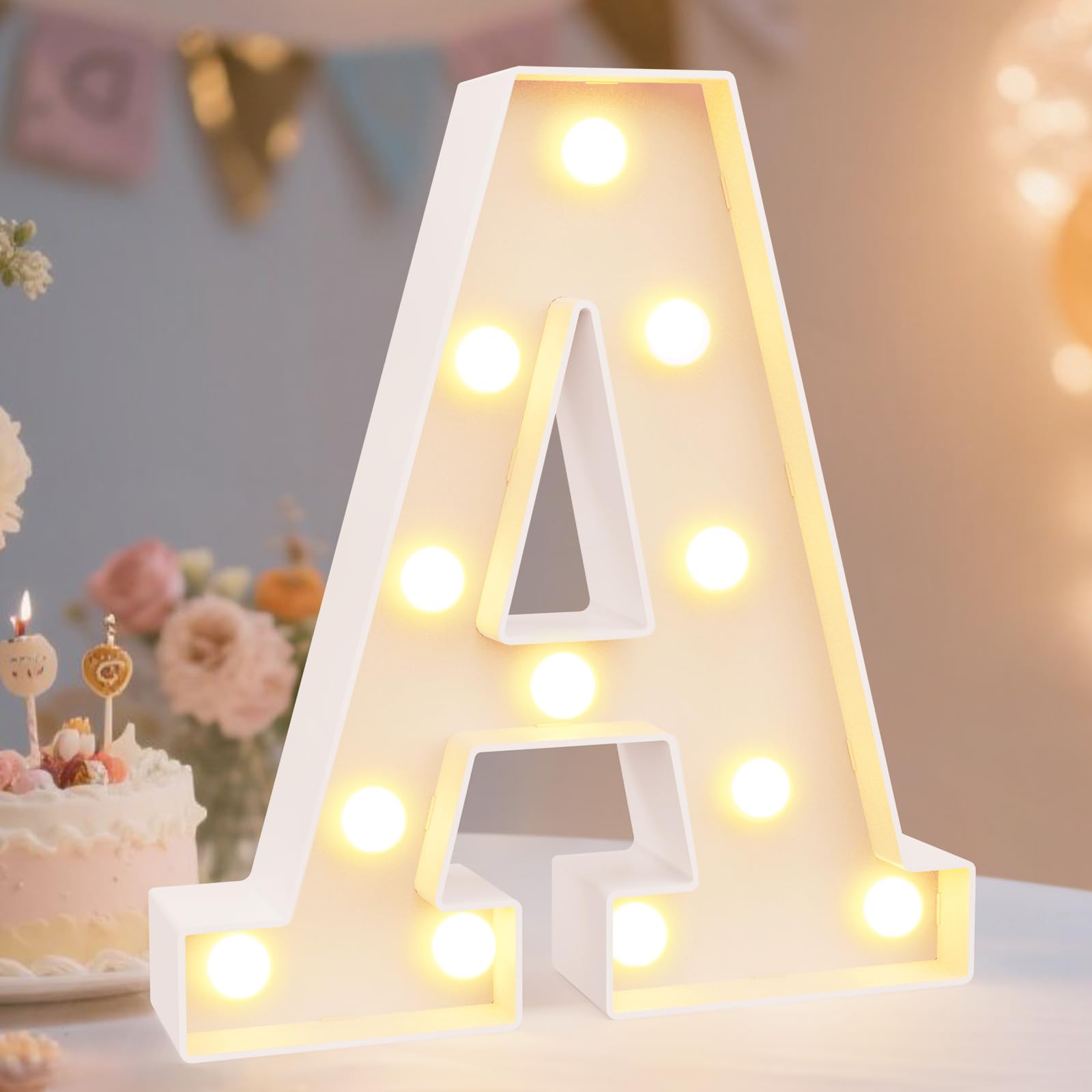 Photo 1 of Pooqla LED Marquee Letter Lights Sign, Light Up Alphabet Letter for Home Party Wedding Decoration A