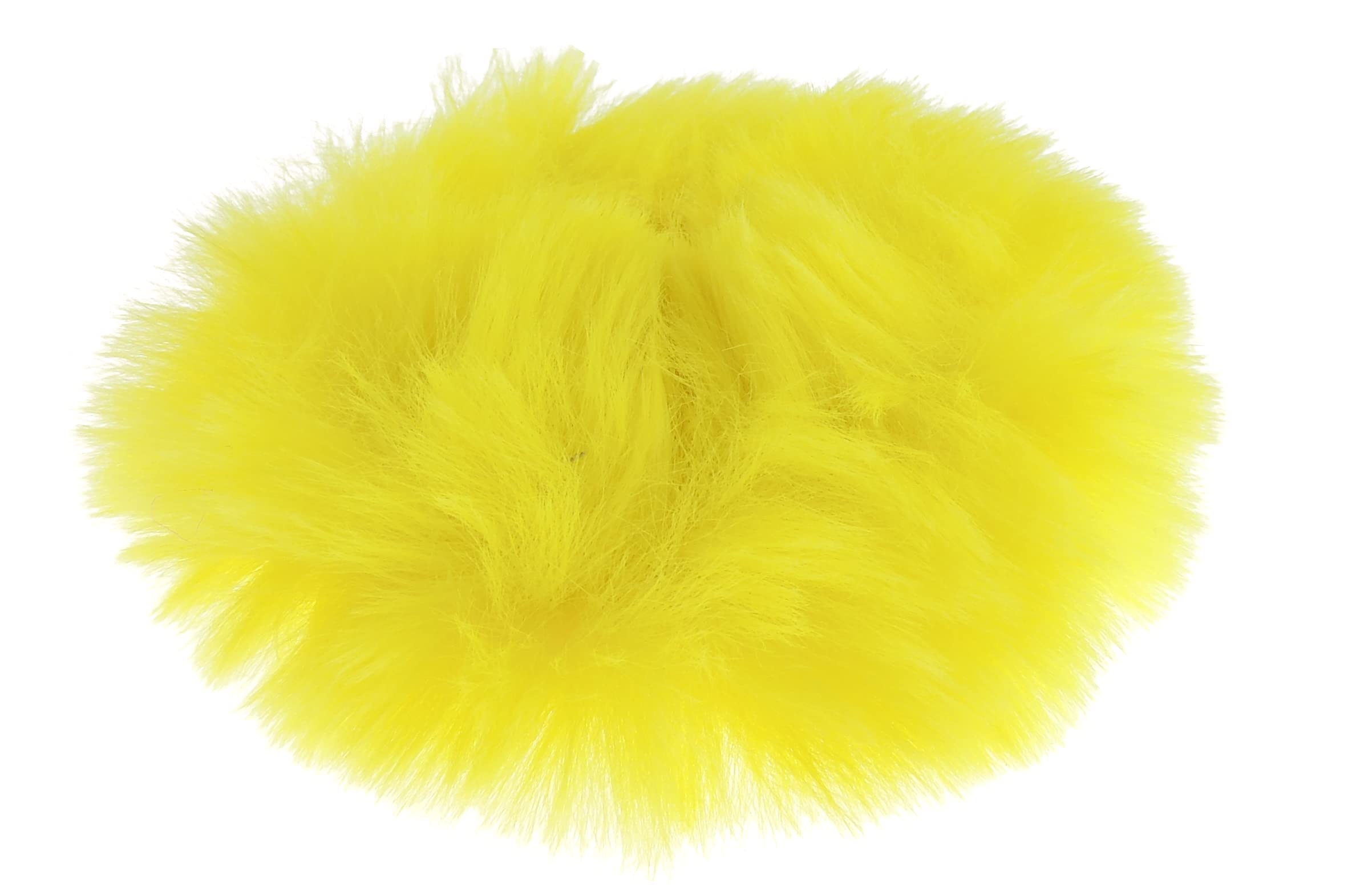 Cute Womens Girls Soft Plush Faux Fur Fabric Winter Sleep Christmas Birthday Wedding Bridesmaid Party Ponio Tie Elastic Accessories Bobbles Ponytail Holder Band Hair Scrunchie (Lemon)