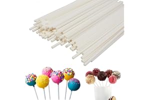 COOLAKE Lollipop Sticks Cake Pop Sticks 100 Pack 6 Inch Candy Making Sucker Sticks for Cake Topper, DIY Homemade Fruit Candy, Chocolate