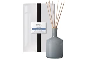 LAFCO New York Signature Reed Diffuser, Sea & Dune - 15 oz - Up to 9 Months Fragrance Life - Reusable, Hand Blown Glass Vessel - Natural Wood Reeds - Made in The USA