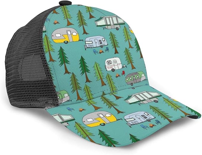 Unisex Baseball Cap Vintage Travel Happy Camping Campers Field Fires