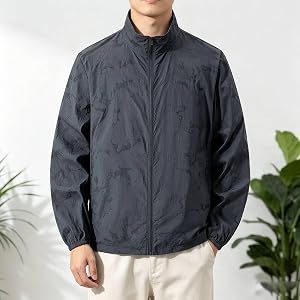 Men's UPF 50+ Sun Protection Jacket Lightweight Quick Dry Breathable Packable UV Block Coat for Fishing Cycling Hiking