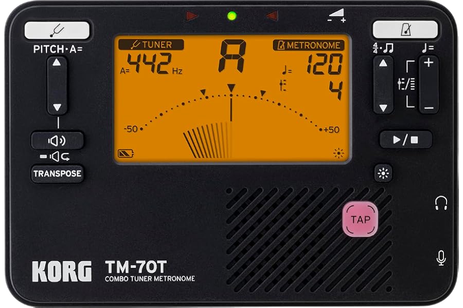 Korg TM-70T Tuner & Metronome w/Sound Out, Transpose & Chromatic - Black