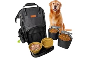 Tito's Closet Dog Travel Bag Includes Dog Travel Accessories 2-Pack Dog Travel Bowl, 2 Dog Food Containers, Dog Treat Bag (Black), DB2024
