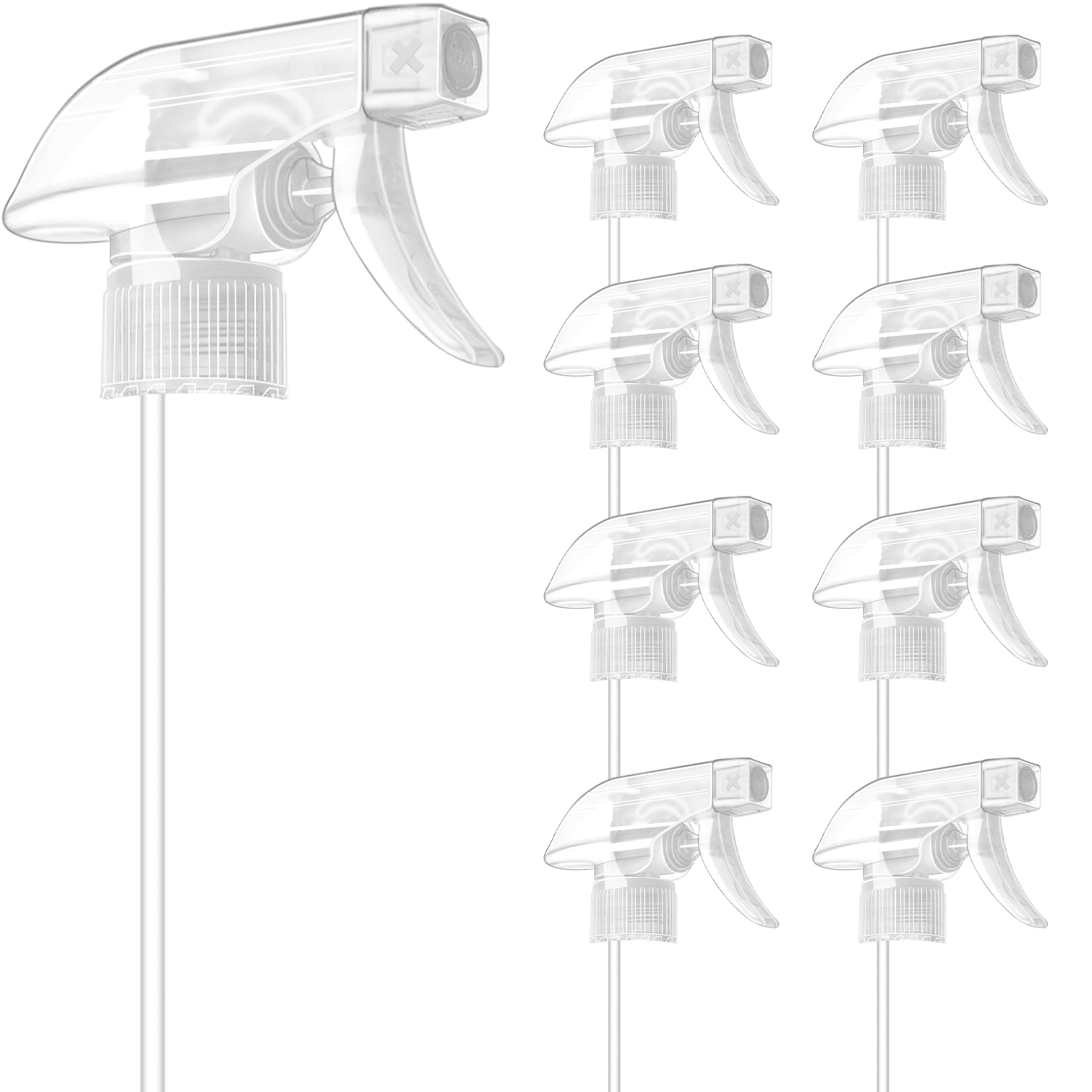 Photo 1 of DIYSELF Spray-Nozzle-for-Bottles, 8 Pcs Spray Bottle Tops Replacement, Mist Stream Trigger Sprayer for 8oz 16oz 32oz Bottles, Clear Spray Bottle Heads for Cleaning Solutions, Car Detailing, Leakproof