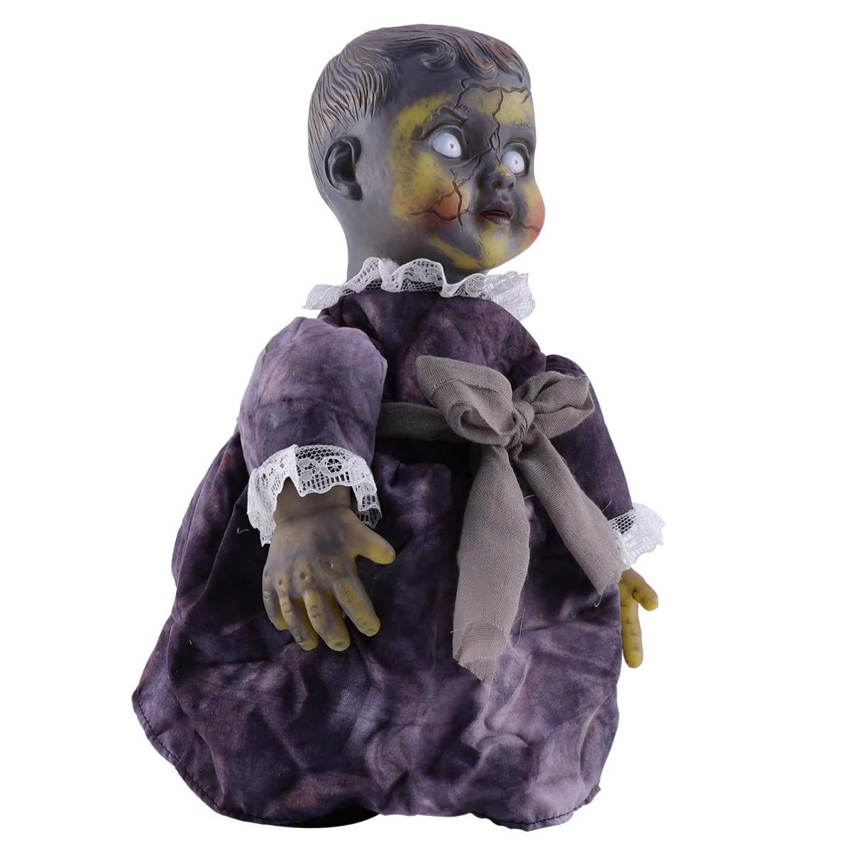 Photo 1 of TOYANDONA Halloween Decor 1Pcs Halloween Scary Doll, Sound- Activated Walking Doll Glowing Creepy Doll for Haunted House Decor (Without Battery) Creepy