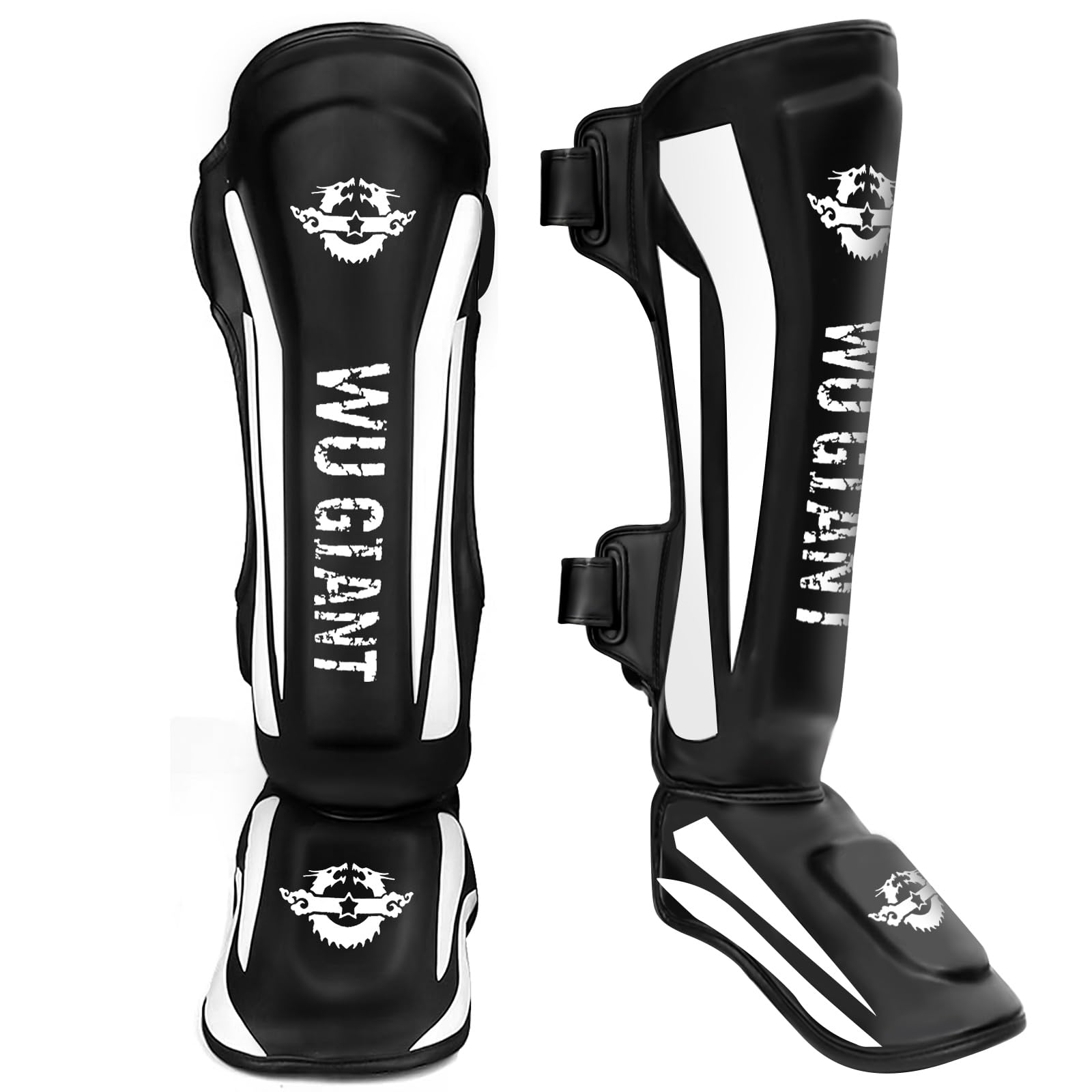 NZQXJXZ Kickboxing Shin Guards Muay Thai Shin Pads for Men, Women, Adjustable Leg Guards with Instep Protection Shinguards Martial Arts Training Equipment for MMA Training and Sparring