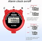 PULIVIA Sports Stopwatch Timer Lap Split Digital Stopwatch with Clock Red view 3