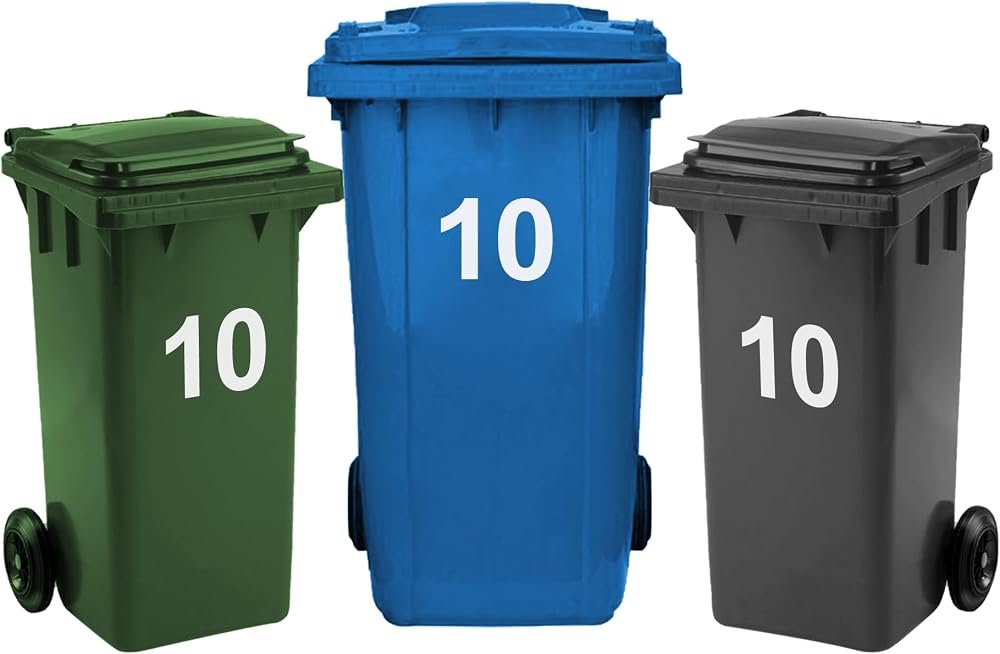 Rubigo 3 x Bin Numbers 0-99 A-D 17.5cm Weatherproof Vinyl Stickers