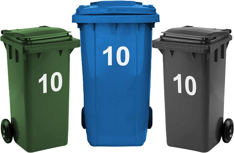 Rubigo 3 x Bin Numbers 0-99 A-D 17.5cm Weatherproof Vinyl Stickers