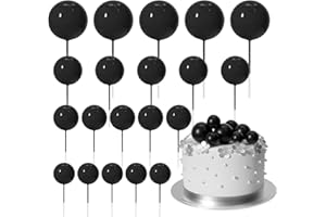 ASTARON 20 Pcs Ball Cake Topper Decorations Mini Balloons Cake Toppers Sticks Black Balls Cake Picks Cake Topper Balls for Graduation Birthday Cake Decorations
