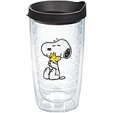 Tervis Peanuts - Felt Tumbler with Emblem and Black Lid 16oz, Clear