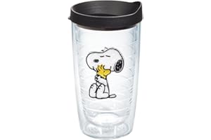 Tervis Peanuts - Felt Tumbler with Emblem and Black Lid 16oz, Clear