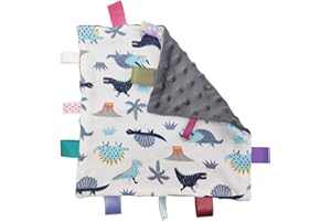 Baby Boy Tag Security Blanket - Inchant Grey Small Blanket with Colorful Tags for Newborns Toddlers