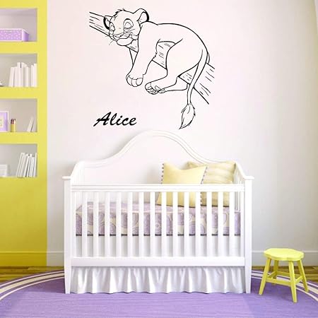 Asfga Le Petit Lion Endormi Vinyle Autocollant Mural Decor A La Maison Chambre D Enfant Art Mural Amovible Sticker Mural Autocollants Muraux De La Maison Amazon Fr Cuisine Maison