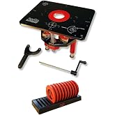JessEm 02120 Mast-R-Lift II Router Lift with Top Plate and 10-Piece Insert Ring Kit with Caddy for Router Plates and Lift Systems (2 Items)