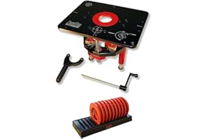 JessEm 02120 Mast-R-Lift II Router Lift with Top Plate and 10-Piece Insert Ring Kit with Caddy for Router Plates and Lift Systems (2 Items)