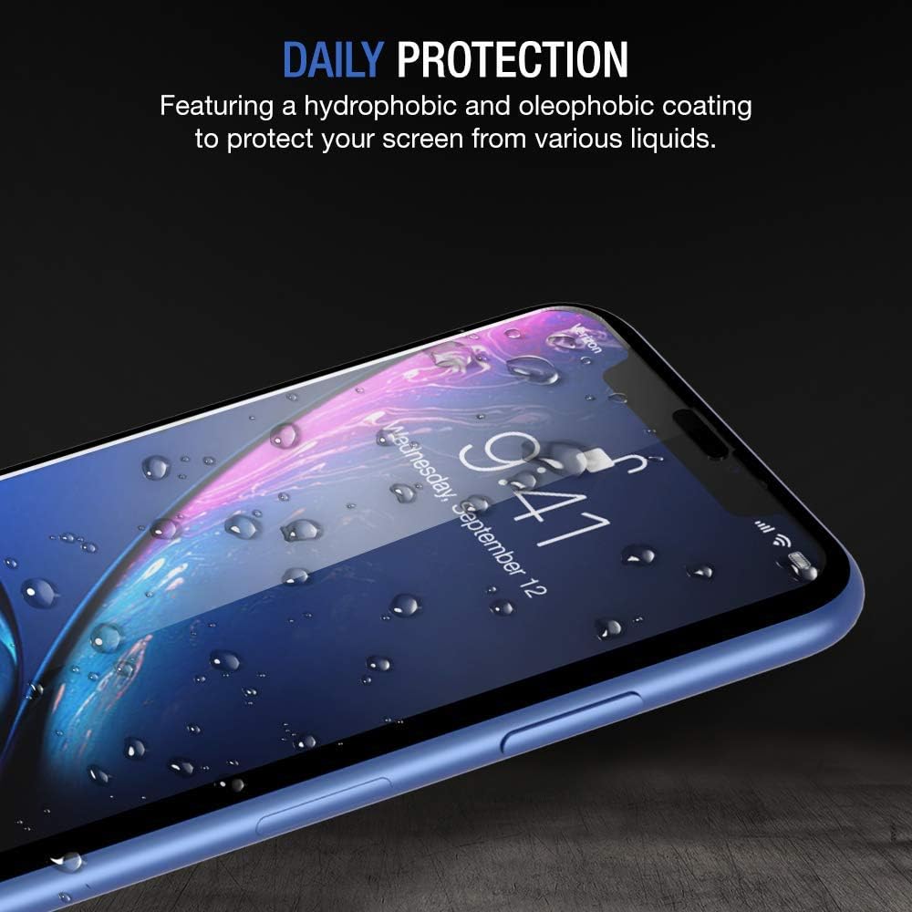 TETHYS Glass Screen Protector Designed for iPhone 11 / iPhone XR (6.1") [Edge to Edge Coverage] Full Protection Durable Tempered Glass Compatible iPhone XR/11 [Guidance Frame Include] - Pack of 3