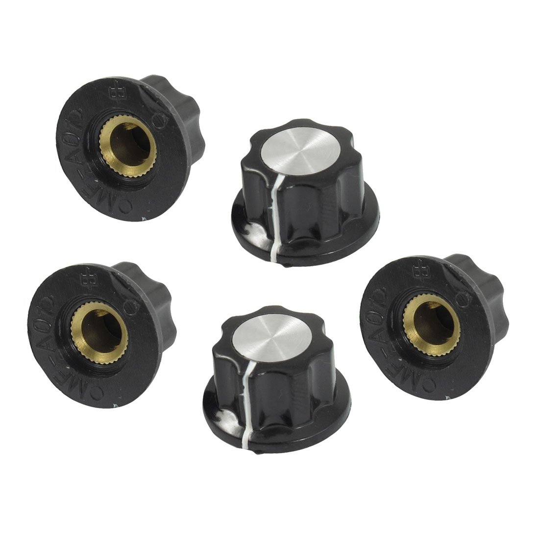 Sourcingmap 5 Pcs Black Silver Tone 16 mm Top Rotary Knobs for 6 mm Dia. Shaft Potentiometer