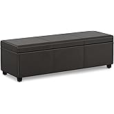 SIMPLIHOME Avalon Extra Large Storage Ottoman Bench - 54 inch Wide Upholstered Vegan Leather Rectangular Lift-Top Ottoman in 