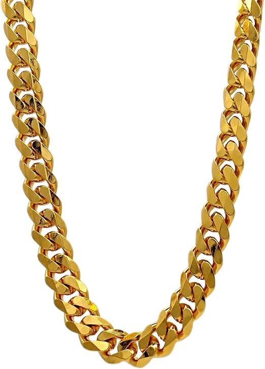 TUOKAY 18K Faux Gold Flat Chain, 90s Fashion Fake Gold Hip Hop Chain