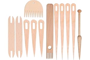 Lyshujli 12Pcs Tapestry Weaving Stick Kit, 7Pcs Big Eye Weaving Needles Weaving Stick, 2 Weaving Shuttle,2 Weaving Comb for Tapestry Sewing Adults Beginners Knitted Crafts DIY
