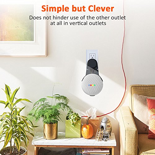 Pobon Outlet Wall Mount Hanger Stand for Google Home Mini Voice Assistants, Bcway AI Home Mini Accessories Smart Speaker Holder Built-in Cable Management Without Messy Wires or Screws