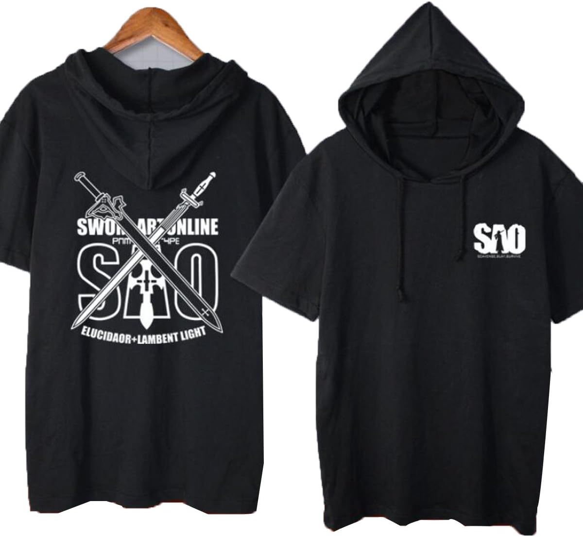 Nsoking Japanese Anime Sword Art Online SAO Costume Hoodie Kirito Tshirt