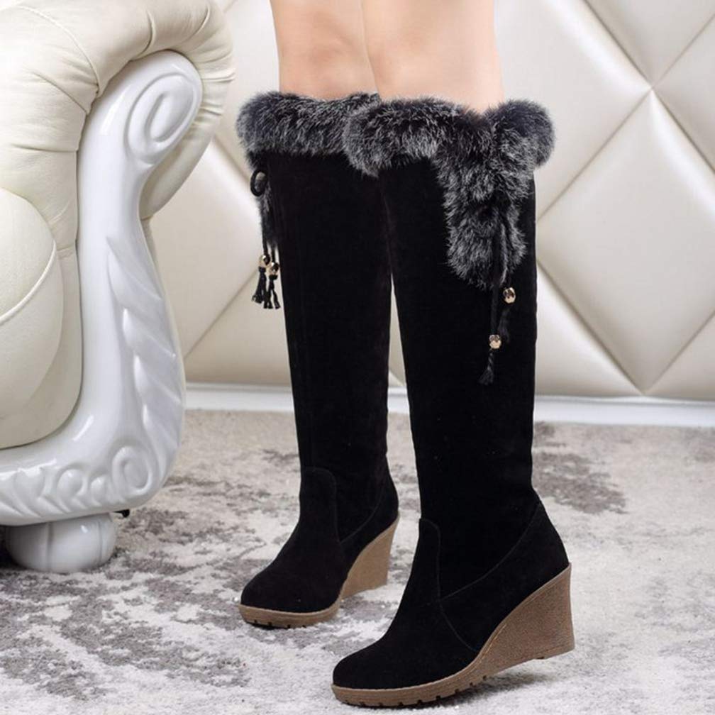 Women Knee High Boots Wedge High Heel 