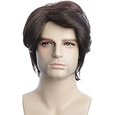 karlery Mens Short Curly Fluffy Dark Brown Wig Halloween Costume Wig Party Cosplay Wig
