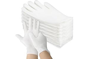5 Pairs White Cotton Gloves - Breathable Cotton Gloves for Dry Hands Sleeping, Inspection, Coin Handling, Reusable Soft Cloth