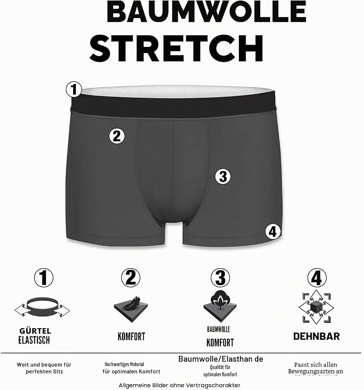 Boxershorts Herren, Unterhosen Männer, 6er-Pack, Schwarz B2 (L)