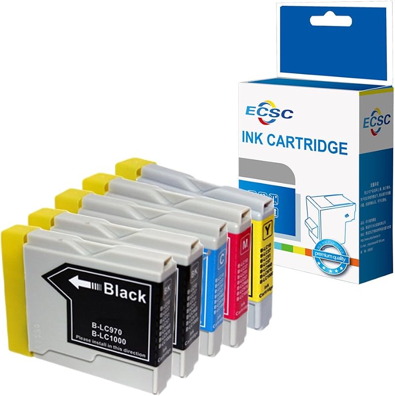 ECSC Ink Cartridge LC970 for Brother DCP MFC 5-Pack Black Cyan Magenta Yellow