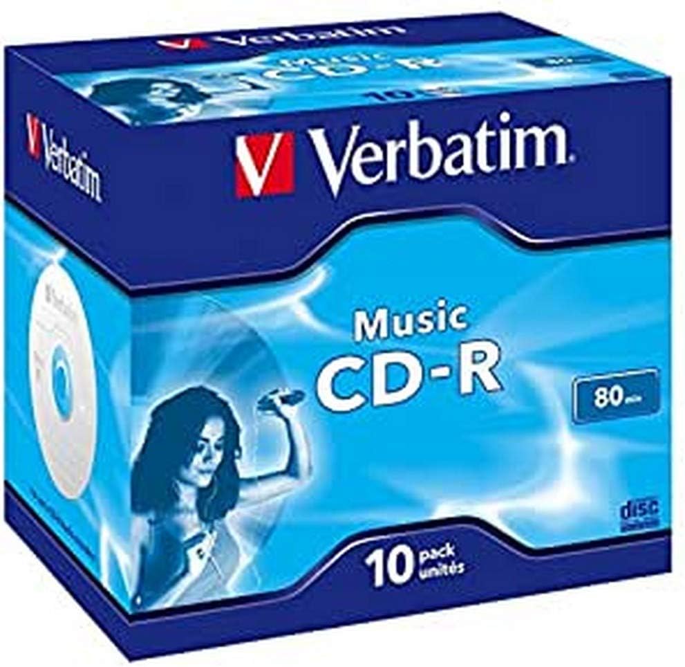 Verbatim CDR 80 Audio CD-R Disc 10 Pack Jewel Case 700MB 16x Data/Audio