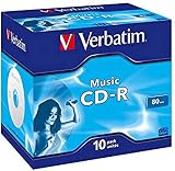 Verbatim CDR 80 Audio CD-R Disc 10 Pack Jewel Case 700MB 16x Data/Audio