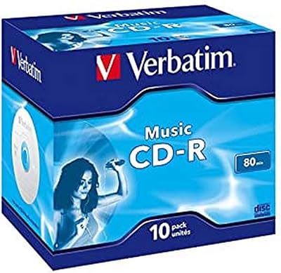 Verbatim CDR 80 Audio CD-R Disc 10 Pack Jewel Case 700MB 16x Data/Audio