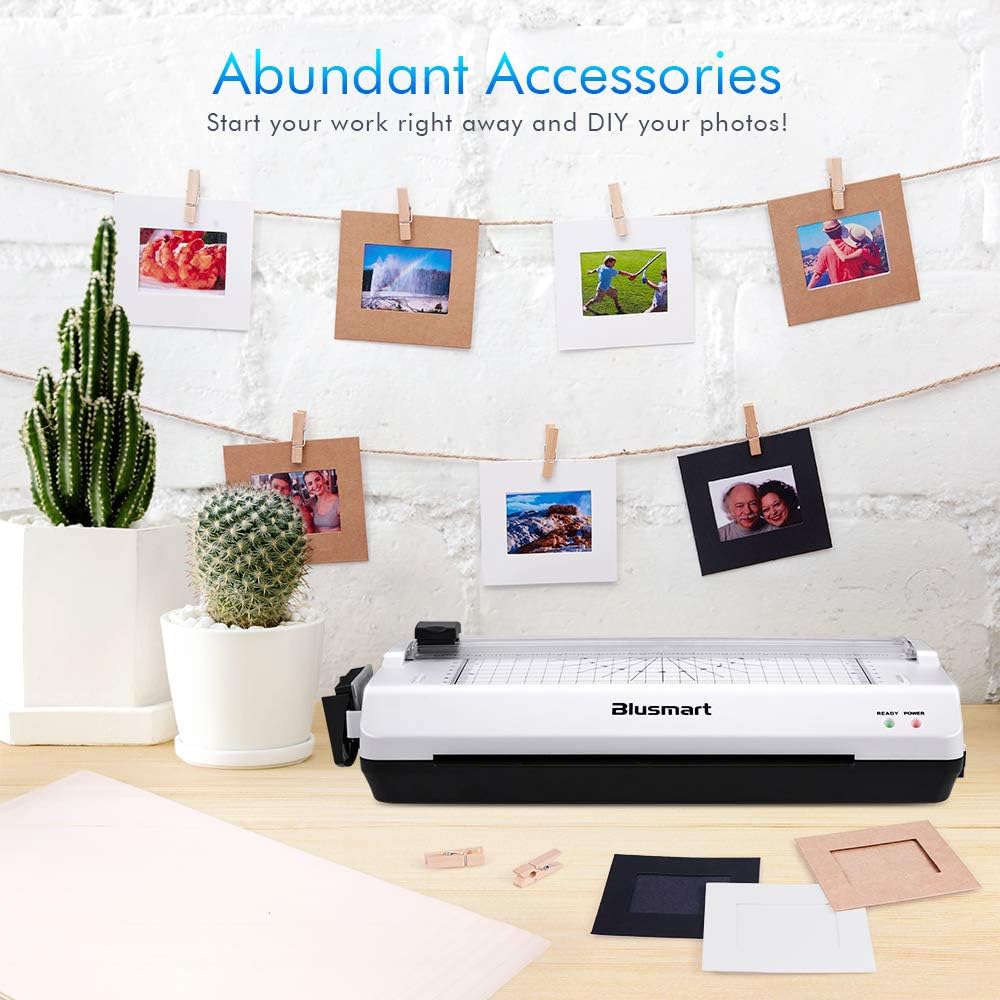 4 in 1 Blusmart OL288 Laminator, A4, Rotary Trimmer/Corner Rounder/10 Laminating Pouches, White : Office Products