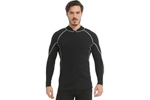 Lemorecn Wetsuit Top Men, 2mm Super Stretch Neoprene Tops Long Sleeve Wetsuit Jacket Front Zipper Swimsuit for Diving Surfing