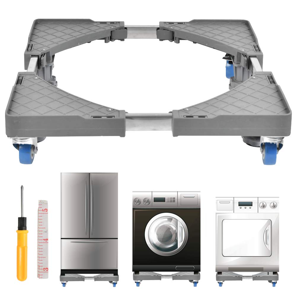 FOCCTS Washing Machine Base, Adjustable Trolley with 4 Locking Rubber Swivel Wheels, 500 kg Load, for Dryers, Cookers, Fridges, Freezers