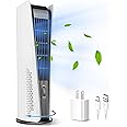 SISMEL Tower Fan for Bedroom,Oscillating fan for bedroom,Quiet Floor Fan,90° Oscillating Bladeless Fan,Portable Fan with 3 Speeds, Timer, LED Display,Rechargeable Desk Fan for Home Office