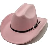 Willheoy Kids Cowboy Hat for Girls Boys Western Cowgirl Hat with Buckle Belt Unisex Wide Brim Fedora Hat Dress Up Costume