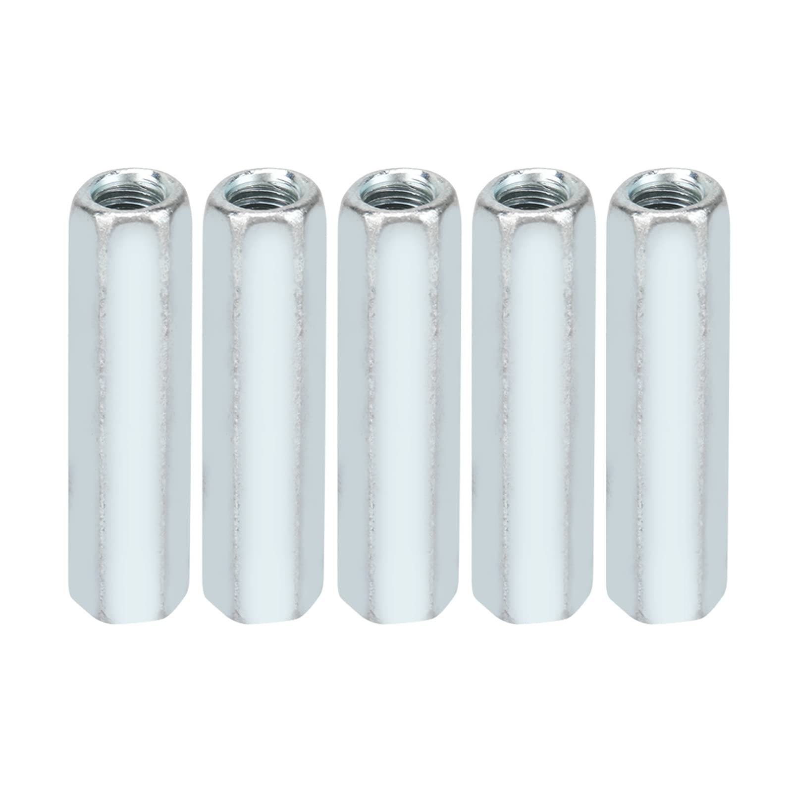 5pcs M6 x 40mm Hex Coupling Nut - Zinc Plated Female Threaded Connector for Bolts, Studs, Screws and Rod Connections