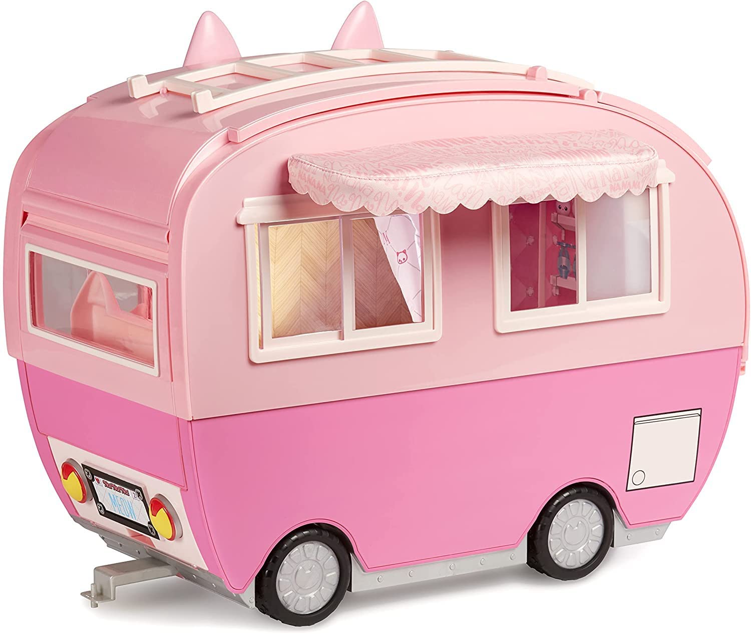 Na! Na! Na! Surprise Kitty-Cat Camper - Pink Camper Vehicle with Cat Ears & Tail - 7 Play Areas Including Full Kitchen, Hammock & Accessories, Doll Car & More