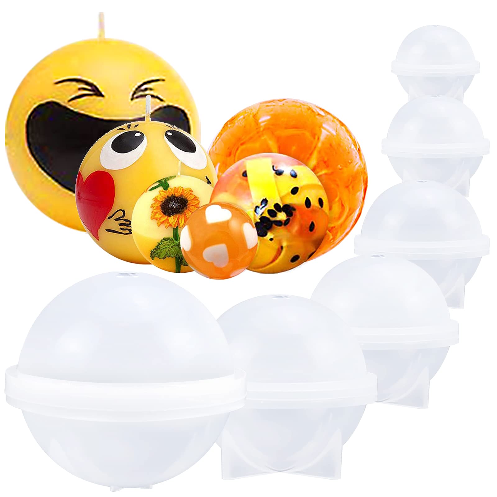 FUNSHOWCASE Sphere Resin Epoxy Silicone Molds for Jewelry Casting, Candle Making, Wax, Homemade Soap, Bath Bomb Craft Assorted Size 8-Count