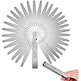 32 Blades Stainless Steel Feeler Gauge, Metric and Imperial Gap Measuring Tool Width and Thickness Feeler Gage Gauge for Spark Plug, Valve Adjustment Tool, 0.03-1mm (0.001-0.040 Inch)